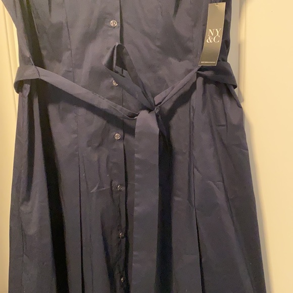 Navy blue sleeveless shirt dress - Picture 3 of 3